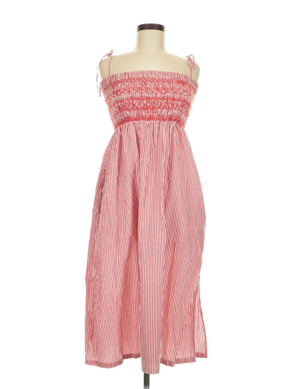 J Crew Paloma dress in red striped cotton poplin